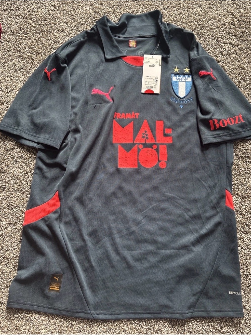 Puma Men’s Dark Gray & Red Malmö FF Short-Sleeve Football Jersey